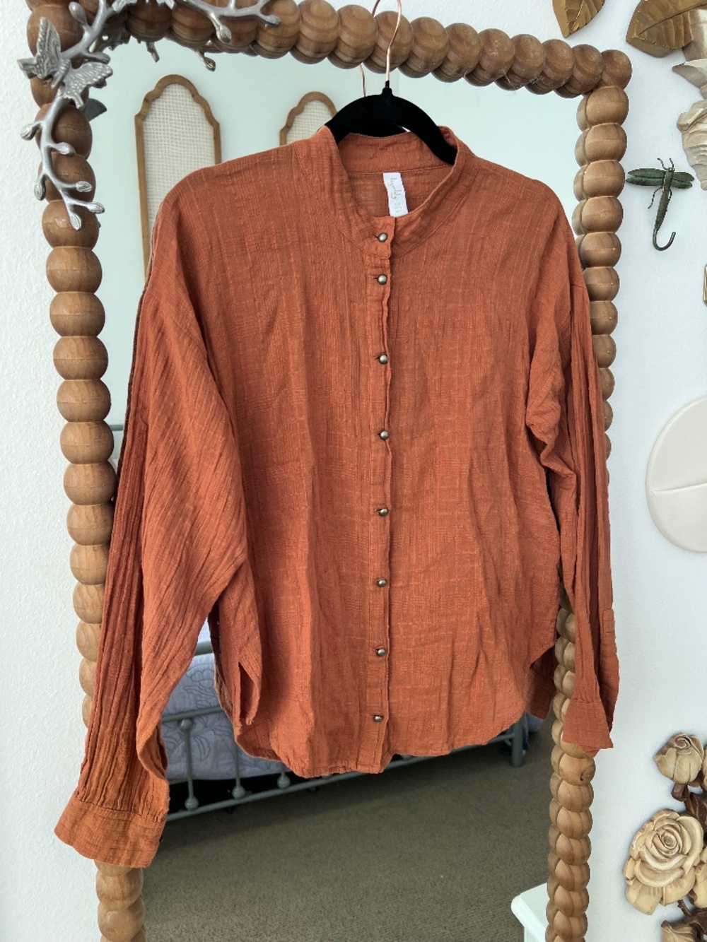 Tigerlily Rust Gauze Cotton Button Down Shirt AU 8 US 4 Boho